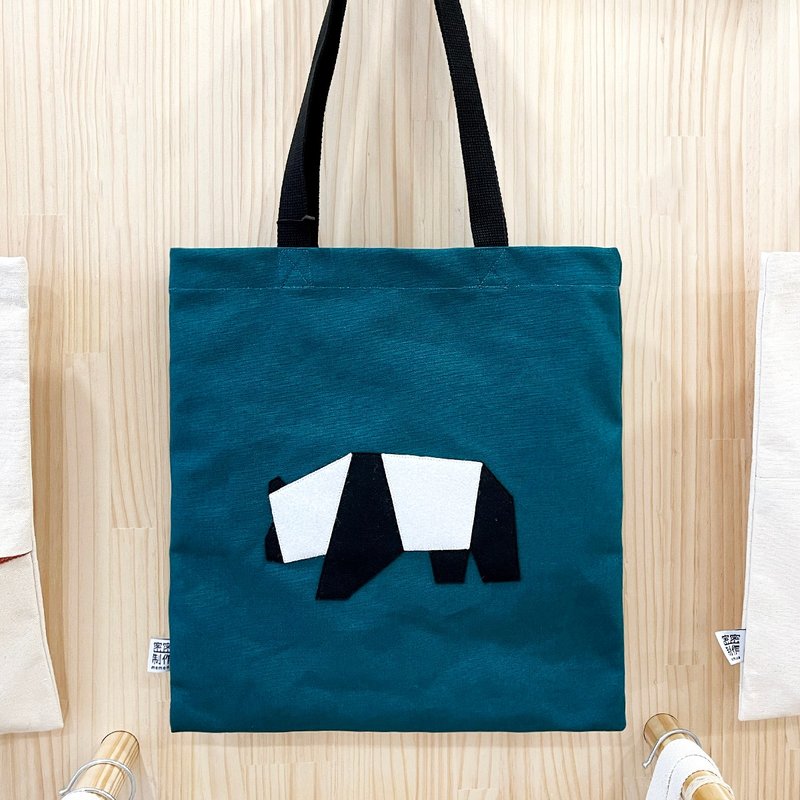 [Pattern is not printing] Origami panda, canvas bag - Messenger Bags & Sling Bags - Cotton & Hemp Green