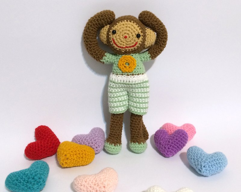 Aprilnana_crochet猿人形 - 人形・フィギュア - その他の素材 グリーン