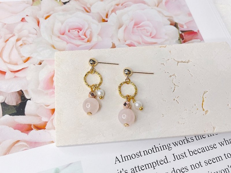 Venus || Pink crystal peach blossom earrings || Valentine's Day gift box - Earrings & Clip-ons - Crystal Pink