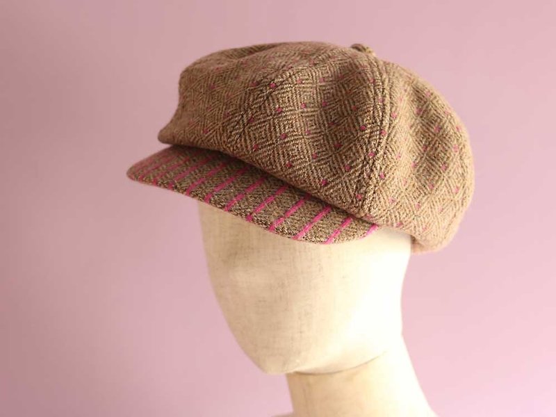 Italian Tweed Newsboy cap "Oliver Dot" - Hats & Caps - Other Materials Brown
