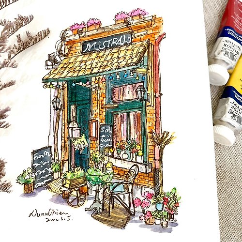 I’m nunu 手繪寵物畫、風景畫 水彩速寫‧ 浪漫咖啡館‧手繪活動