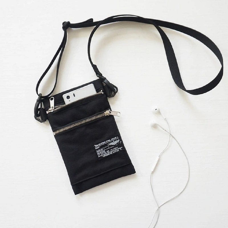 BLACK Nylon Vertical Mini shoulderbag Smartphone Bag - Messenger Bags & Sling Bags - Nylon Black