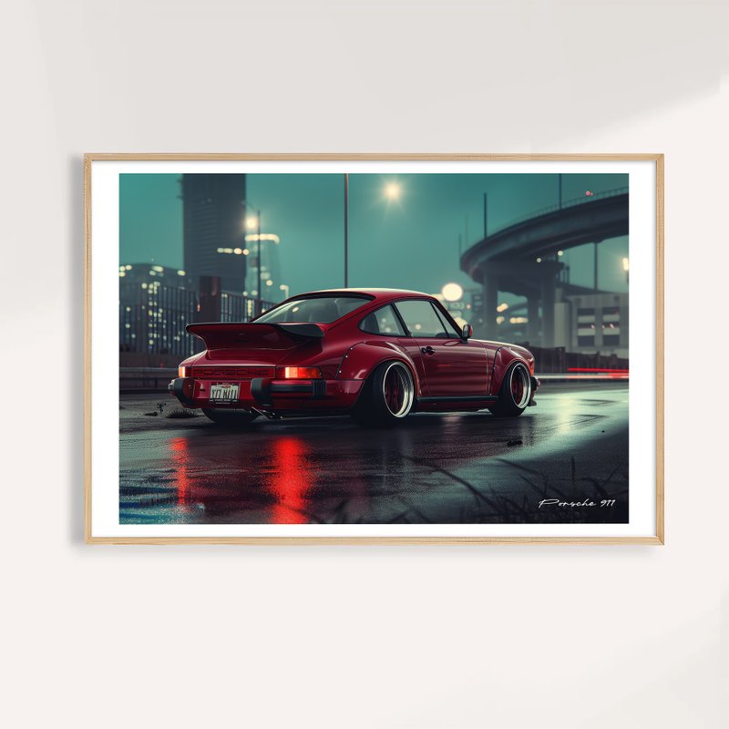 夜行之紅 Crimson Drift / 經典跑車藝術掛畫 畫芯 海報 - 海報/掛畫/掛布 - 紙 