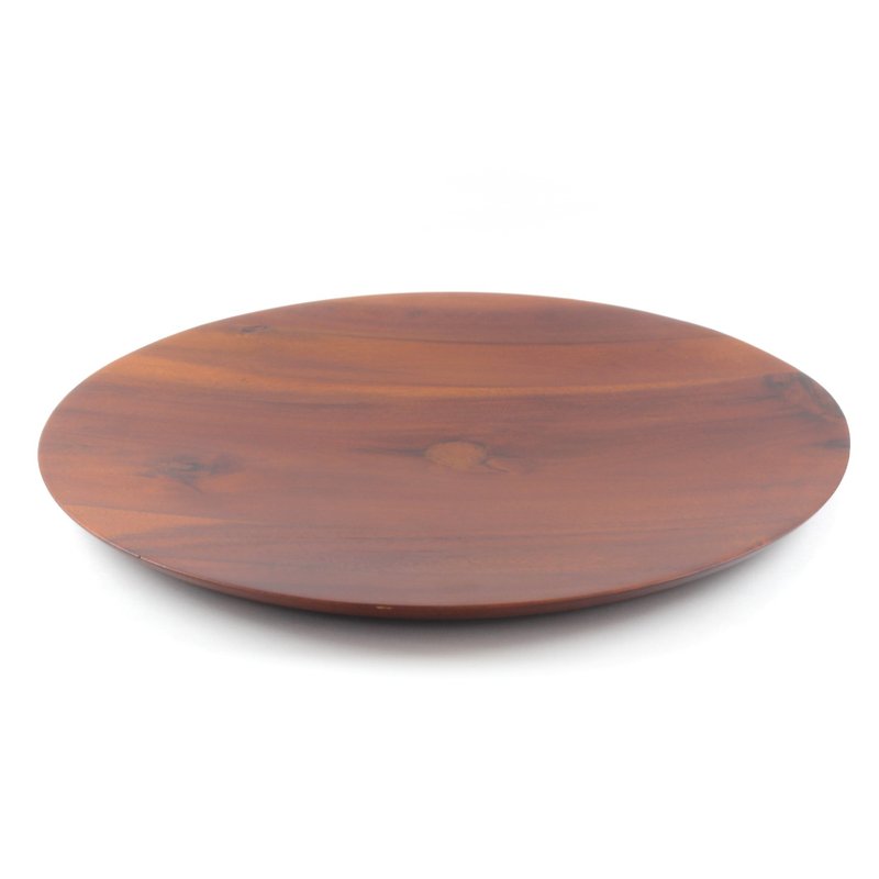 |CIAO WOOD| Wooden Round Flat Plate - ถ้วยชาม - ไม้ สีนำ้ตาล