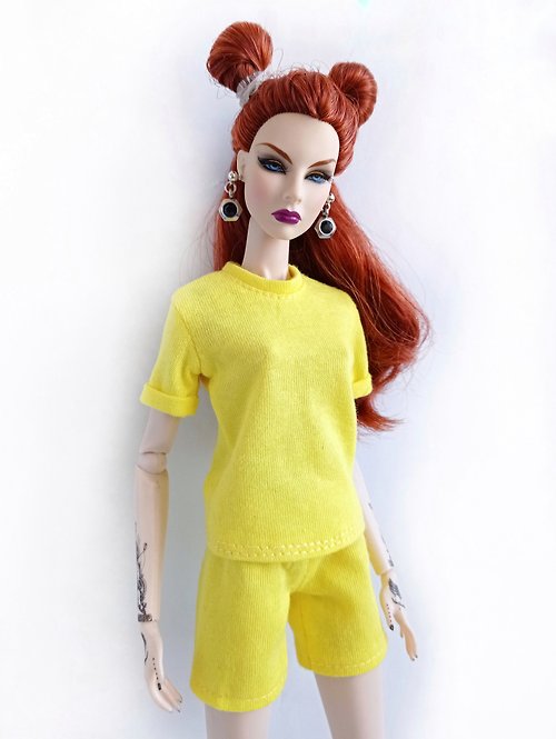 La-la-lamb La-la-lamb Yellow oversized T-shirt for Fashion Royalty FR2 12 inch dolls