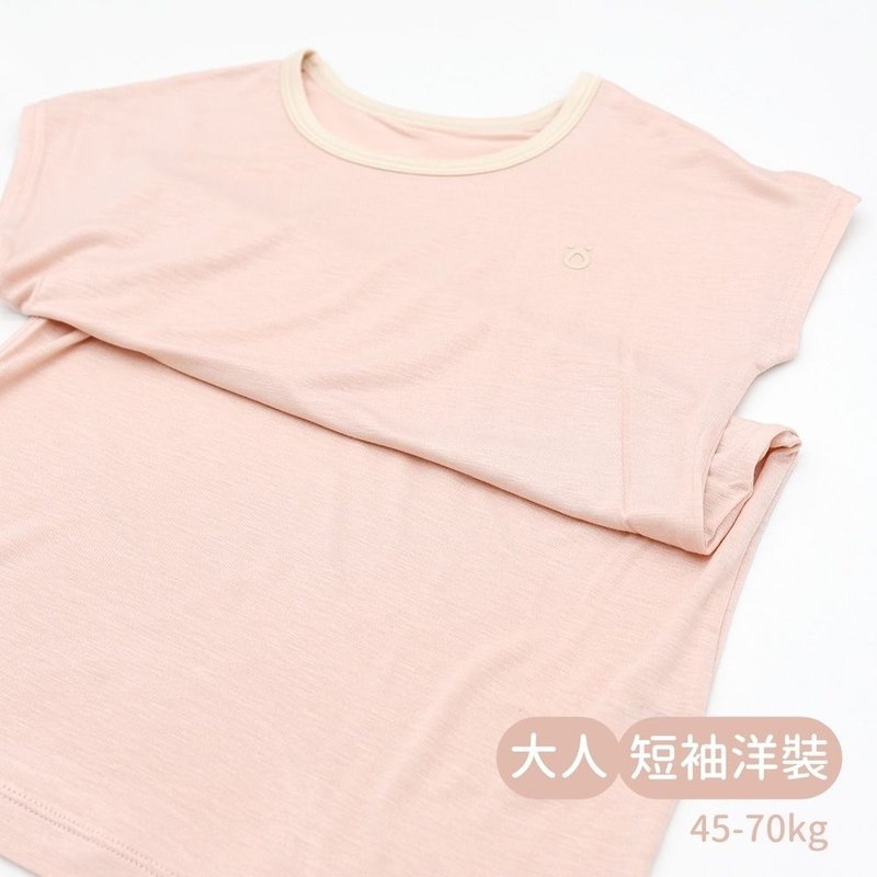 minihope輕柔感短袖洋裝(大人)-粉色 - 睡衣/居家服 - 棉．麻 粉紅色