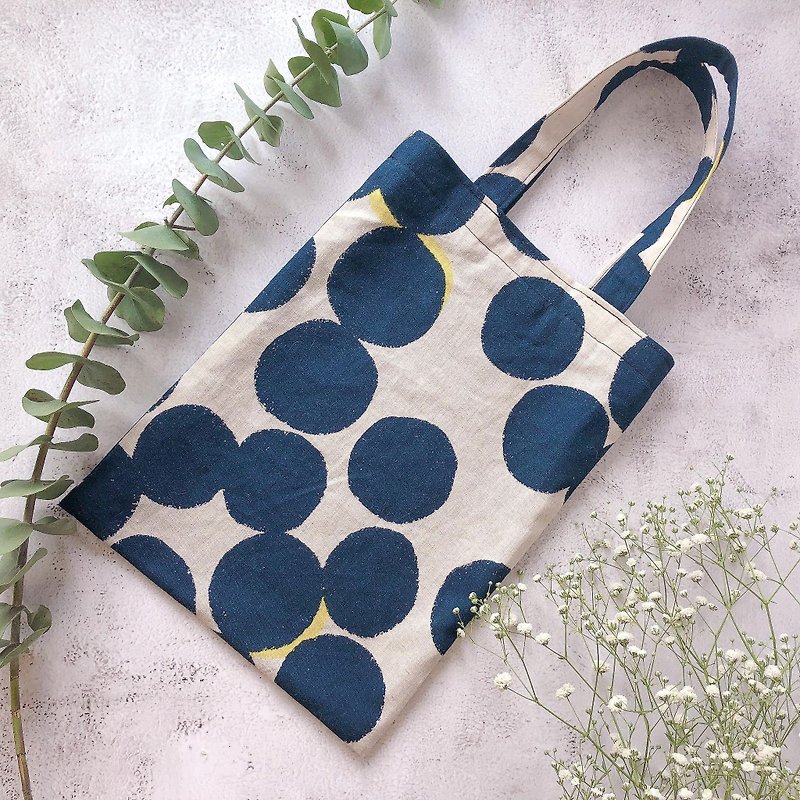 [Fast Shipping] given number M Fan rectangular tote bag - cotton Linen little watercolor - Handbags & Totes - Cotton & Hemp Blue