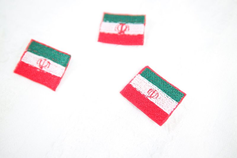 世界國旗-伊朗 IRAN 刺繡 燙片貼布 燙布片 貼紙 別針 - 其他 - 繡線 紅色