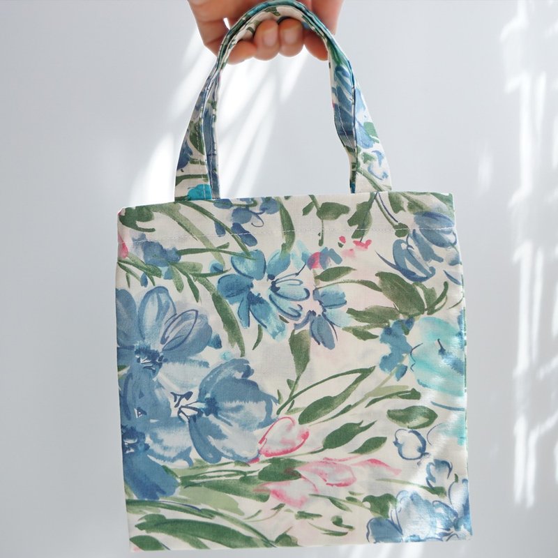 Ba-ba handmade mini shopping bag  No.RB77 - 手提包/手提袋 - 棉．麻 藍色