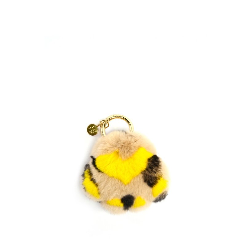FLUFFY Heart Leopard Cat Paw Pom Pom Charm - Other - Other Materials Multicolor