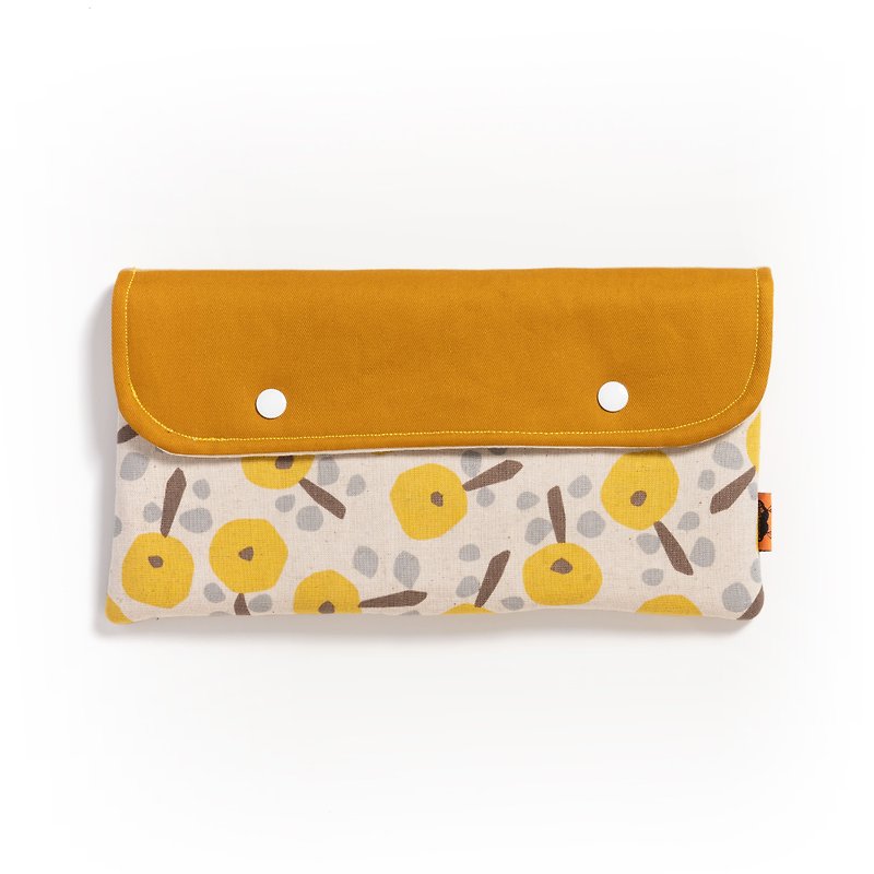 [Su Ground. Suguang] Switch Protection Bag - Warm Yellow Flower - Toiletry Bags & Pouches - Cotton & Hemp Orange