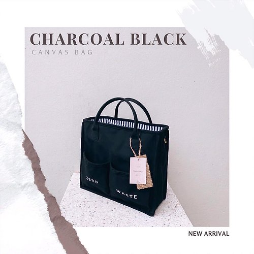 longlastingofficial Zero Waste Canvas Bag (Charcoal Black)