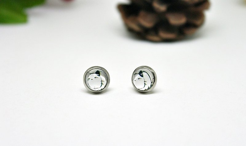 Time Gemstone X Stainless Steel Pin Earrings ＊Fat Cat ＊➪Limited X1 - Earrings & Clip-ons - Other Metals White