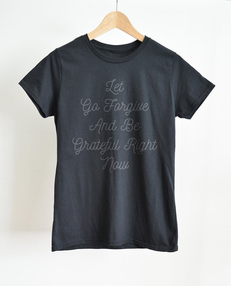 Quote Lettering Girl T-Shirt,Emoji Text Creative Tee Hand illustrated Typography - เสื้อยืดผู้หญิง - ผ้าฝ้าย/ผ้าลินิน สีดำ