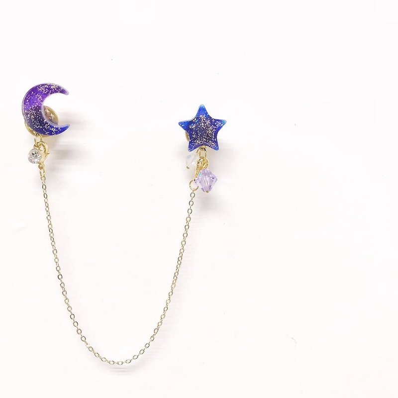 [Atelier A.] Christmas selection of the moon and stars dual-use buckle pin - Brooches - Acrylic Purple