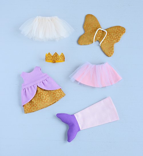VecherniePosidelki PDF Ballerina, Princess, Mermaid, Fairy Outfits for Mini Dolls Sewing Pattern