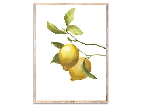 Nadya Ya Art Lemon Art Print Citrus Watercolor Painting Lemon Tree Yellow Green Kitchen Art