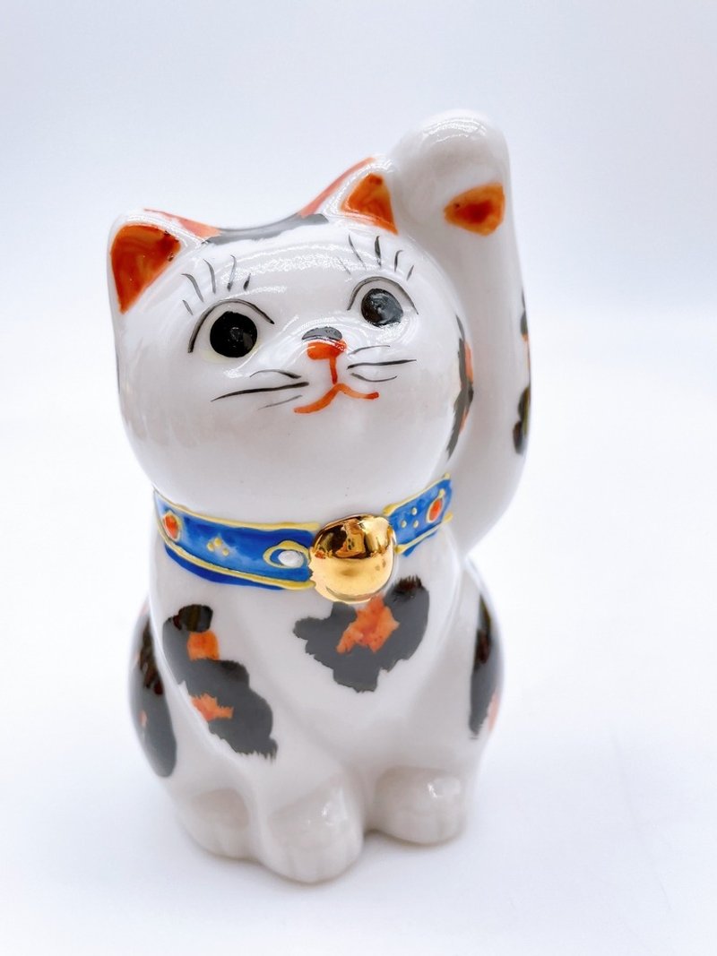 【染福雅喵】日本九谷燒招財貓 | 三毛 - 3號 - 擺飾/家飾品 - 瓷 白色