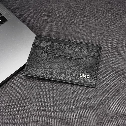 OMC 馬鬃紋簡約牛皮卡片夾(黑色)