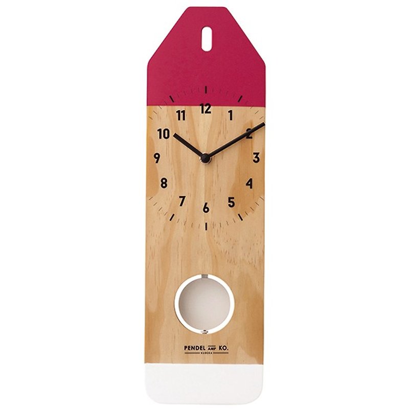 Polzeath-スイングミュート壁時計（赤） - 時計 - 木製 レッド