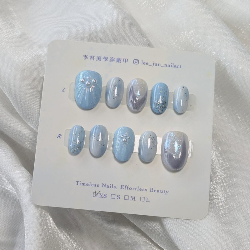 手作穿戴甲 人魚傳說 尺寸XS 人魚穿戴甲美甲 春夏飾品穿搭 - 其他 - 樹脂 藍色