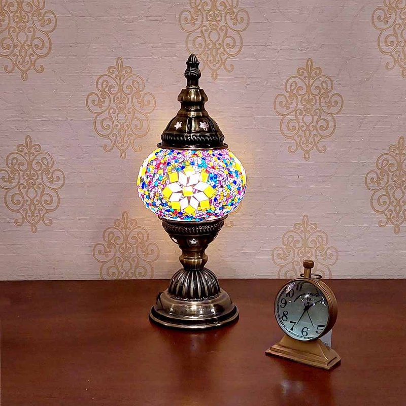 【DREAM LIGHTS】Turkish style mosaic collage small table lamp thick glass mosaic table lamp - Lighting - Colored Glass Multicolor