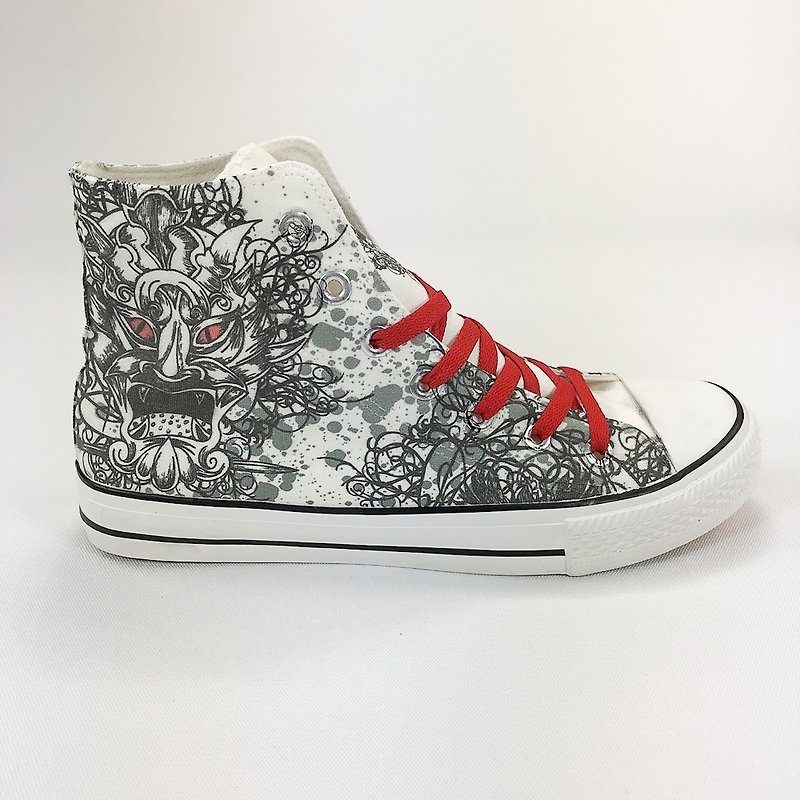 New Designer Series -850Collections- Canvas Shoes (White Shoes Red Belt) -AH07 - Men's Casual Shoes - Cotton & Hemp Black