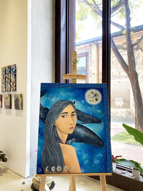 Original Moon&Woman Painting－When We Meet In The Moon-Shine Night