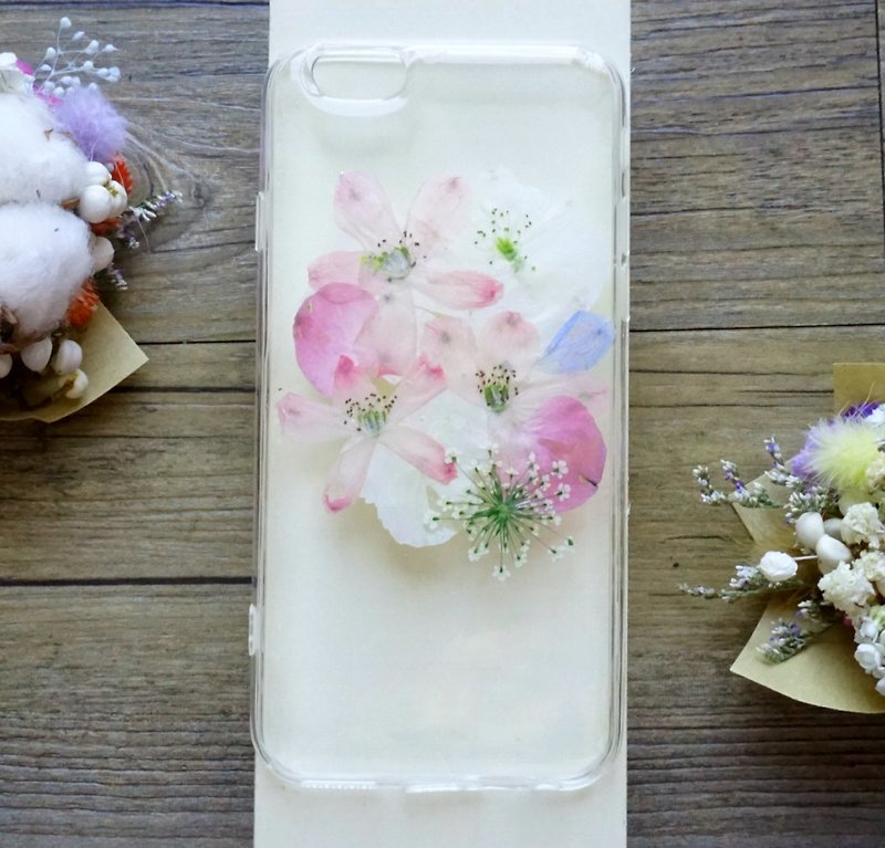[Series] flower iPhone case Time pink / blue delphinium phone shell iPhone5 / 5s / 6 / 6s - เคส/ซองมือถือ - วัสดุอื่นๆ สึชมพู