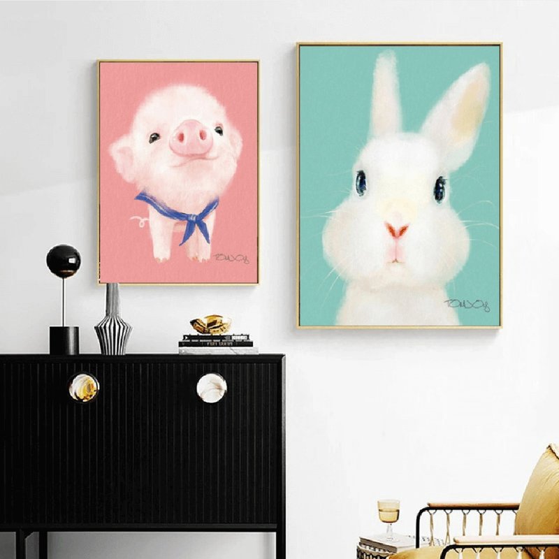 Cute animals_hanging paintings_animal series_made in Taiwan and shipped quickly in two working days - Posters - Cotton & Hemp Multicolor