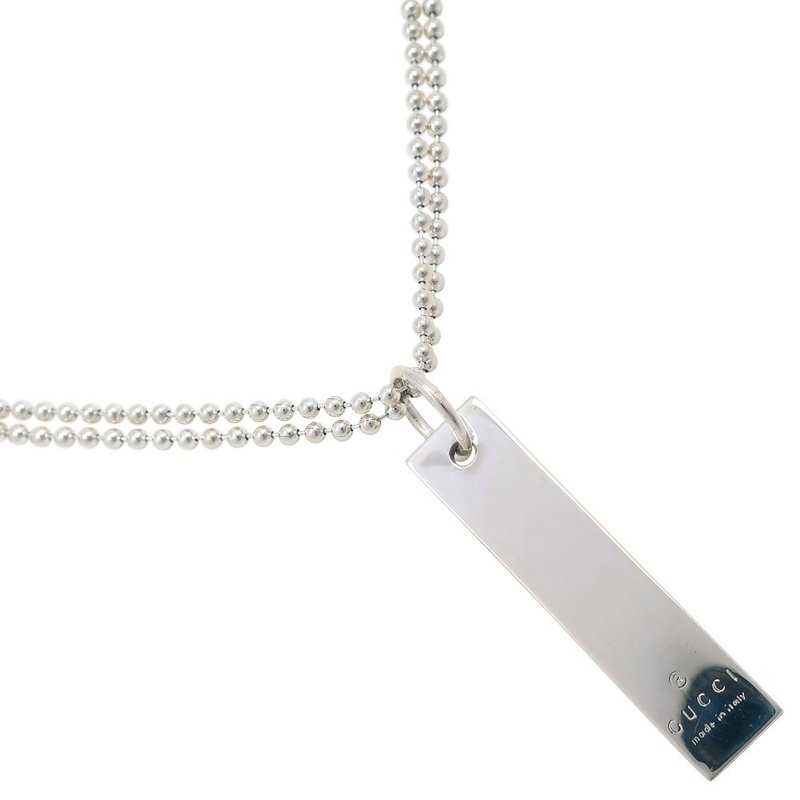 【日本直送】グッチ GUCCI ロゴバー ネックレス ダブルボールチェーン シルバー925 約22.3g ユニセックス【中古】 - 項鍊 - 銀 銀色
