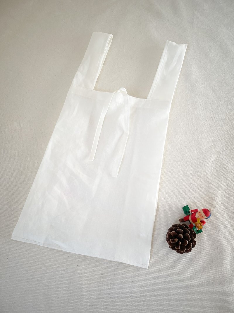 日本製 高密度に織り上げたイタリア製リネンのトートバッグ マルシェ　アップサイクル品 - 手提包/手提袋 - 棉．麻 白色