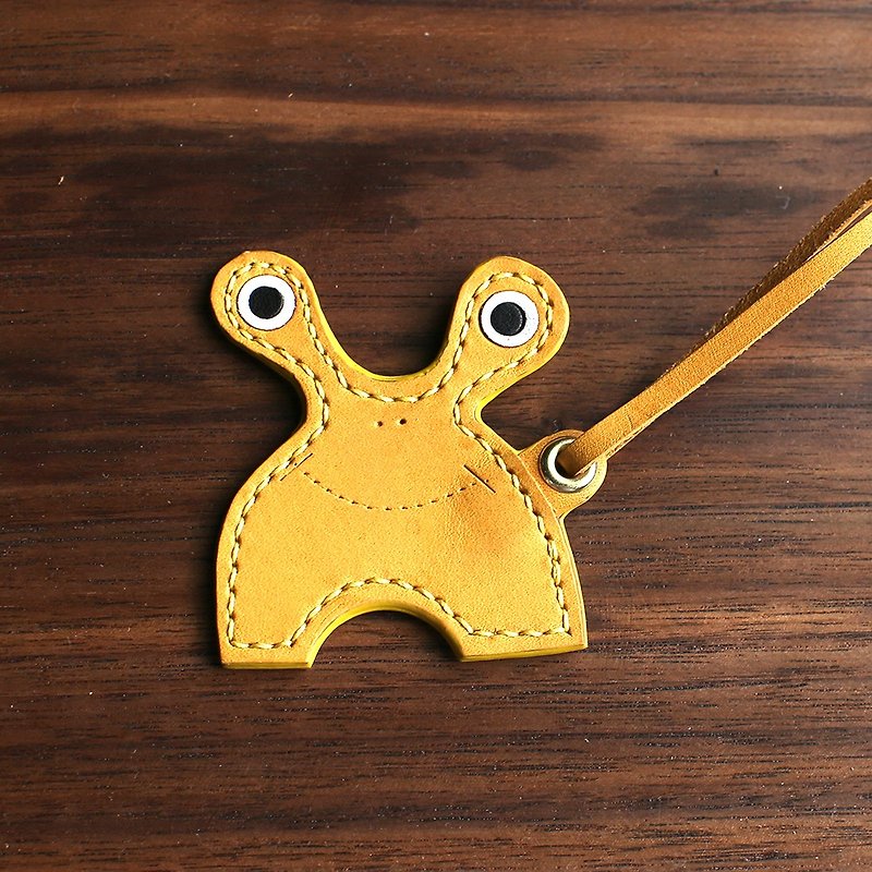 Open eye small monster leather charm - Keychains - Genuine Leather Yellow