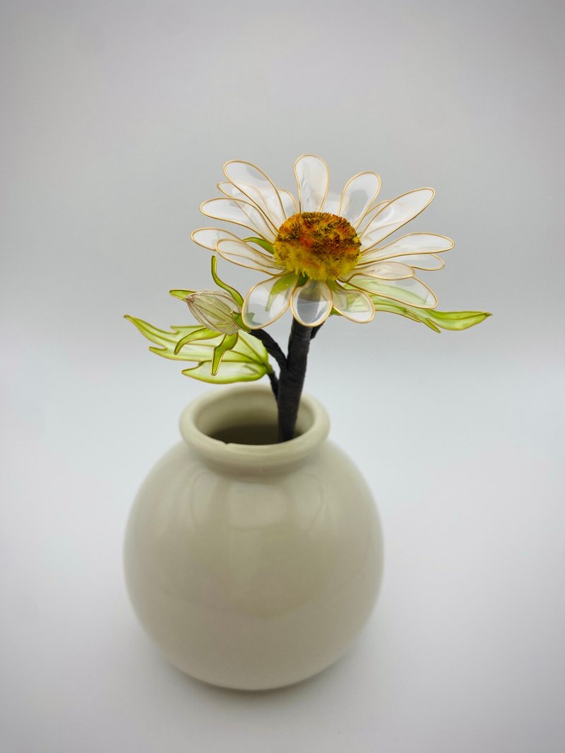 Jocelyn 水晶花-瑪格麗特-白/造花液/樹脂花/滴膠/花束禮物 - 花藝/盆栽/植栽 - 樹脂 