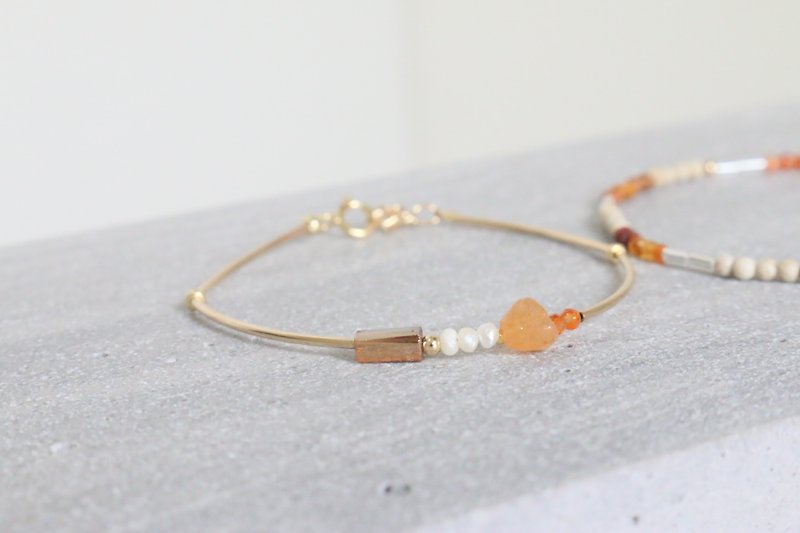 Bracelet Agate Crystal Pearl Natural Stone - Traveling Alone - - Bracelets - Gemstone Orange
