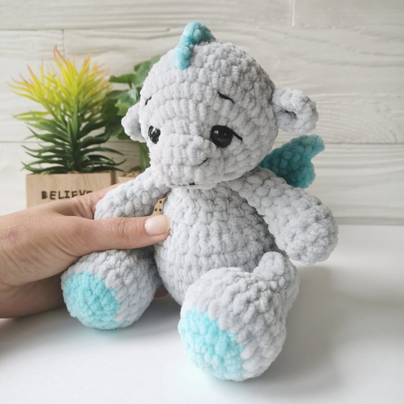 Crochet dragon, Dragon plush stuffed toy, Cute dragon baby shower gift - Kids' Toys - Polyester 