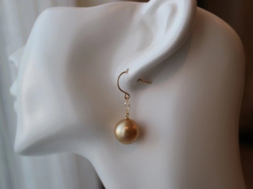 KOKO PEARL JEWELRY 京都原創 南洋金珠耳環 高階茶金 10-11mm 日本製 18k金耳環