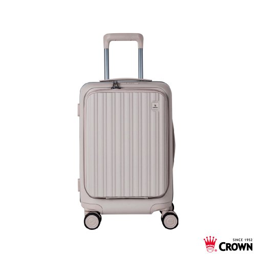 CROWN 皇冠行李箱 【CROWN】21吋 BOXY 前開框架拉桿箱 登機箱 燕麥奶茶色