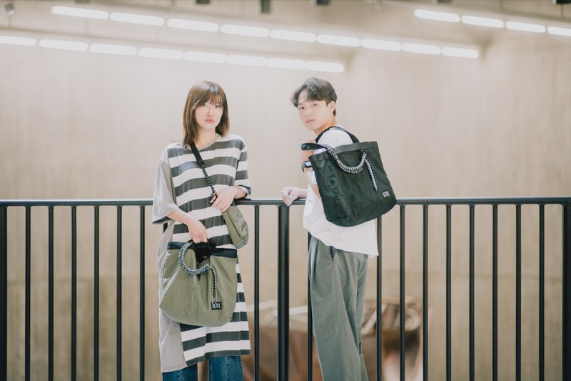 手工掛繩2合1 Tote Bag - 側背包/斜背包 - 尼龍 