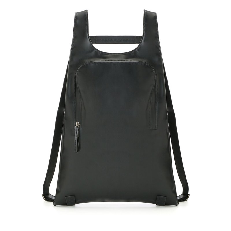 Minimatou Backpack L (Waterproof) - Charcoal Black - กระเป๋าเป้สะพายหลัง - หนังแท้ สีดำ