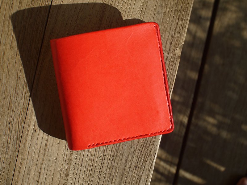 Square wallet red color - 銀包 - 真皮 紅色