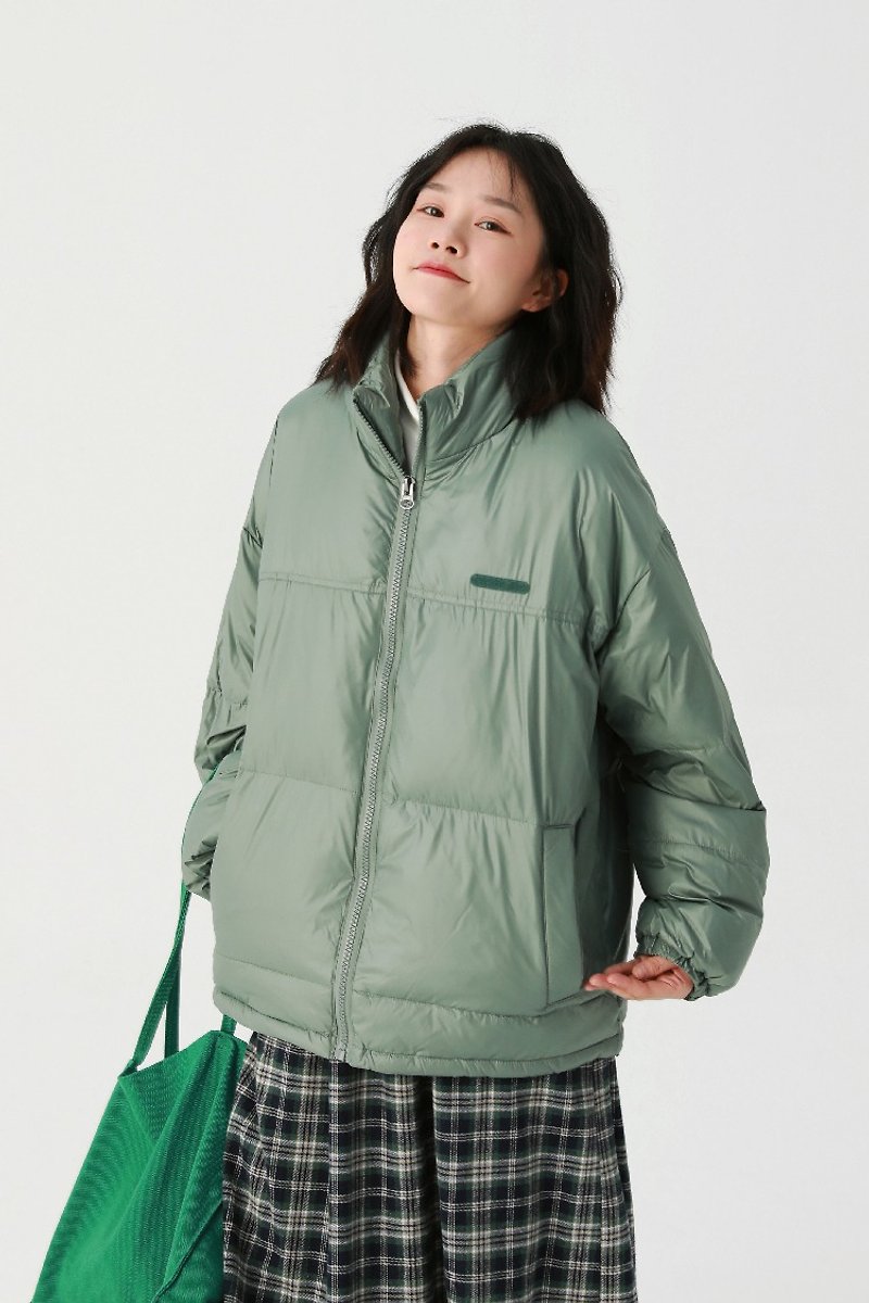 Green 3-color 50% white duck down winter warm short down jacket neutral bread padded jacket S-2XL