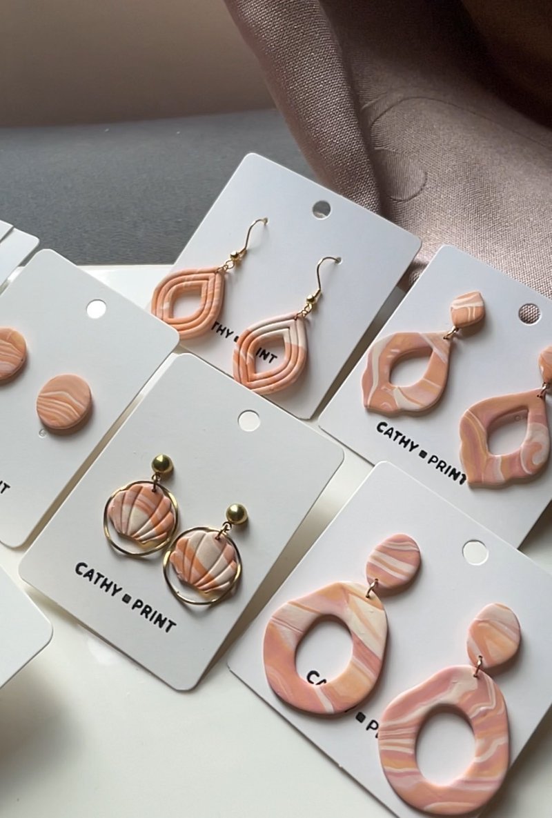 Pink sunset series - Earrings & Clip-ons - Other Materials 