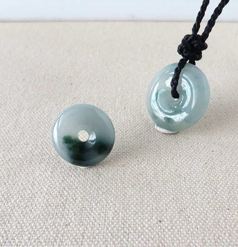 The birth year [Peace ‧ Ruyi] floating flower peace buckle emerald silk wax line necklace [MF03] four shares - สร้อยคอ - เครื่องเพชรพลอย สีดำ