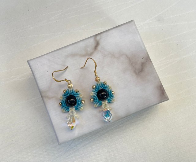 Blue tiger store eye earrings