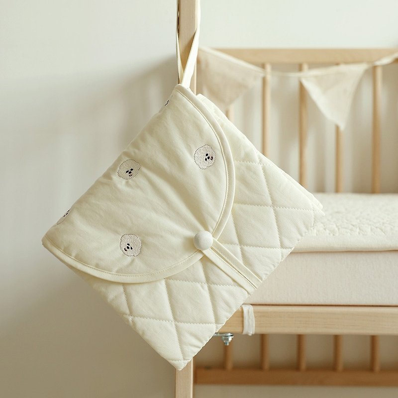 韓國Chezbebe 雪白小狗隨行尿布墊 - 嬰兒床墊/睡袋/枕頭 - 棉．麻 