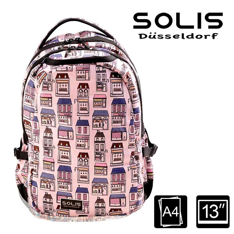 SOLIS Happy House Series│ 13'' Ultra+ Basic Laptop Backpack│Prism Pink - กระเป๋าแล็ปท็อป - เส้นใยสังเคราะห์ 