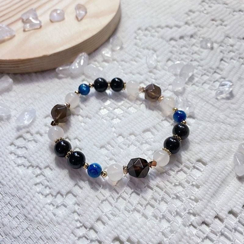 Sapphire Obsidian Citrine White Moonlight || Stabilizes emotions and ward off evil spirits energy crystal bracelet - Bracelets - Crystal Black