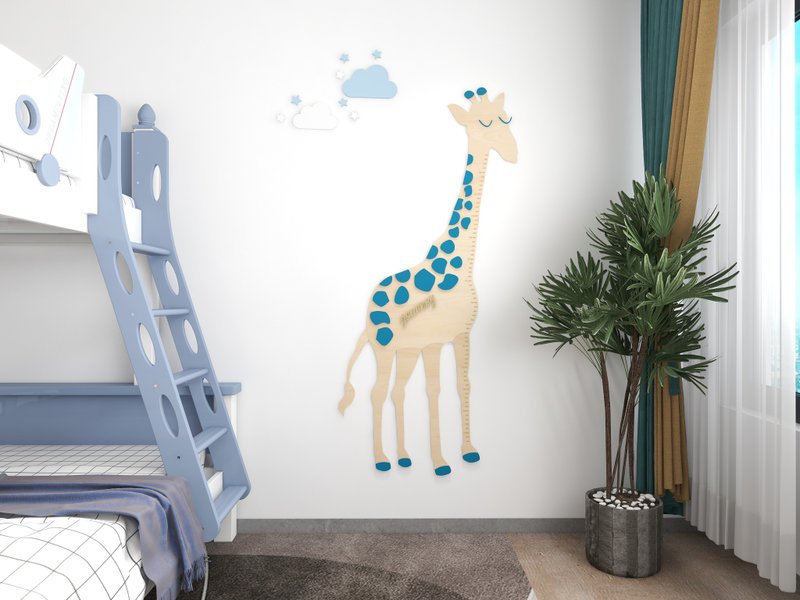 【Customized】Children's Growth Chart Giraffe Gift Wall Sticker - Baby Gift Sets - Wood 