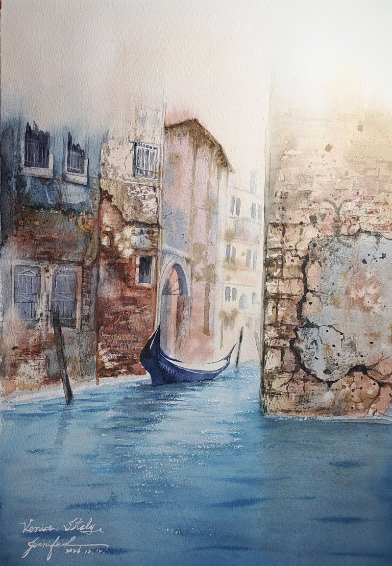 ヴェネツィアの風情漂う水彩画 - ポスター・絵 - 紙 